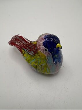 Multicolor Collectable Hand Blown Art Glass Bird Figurine